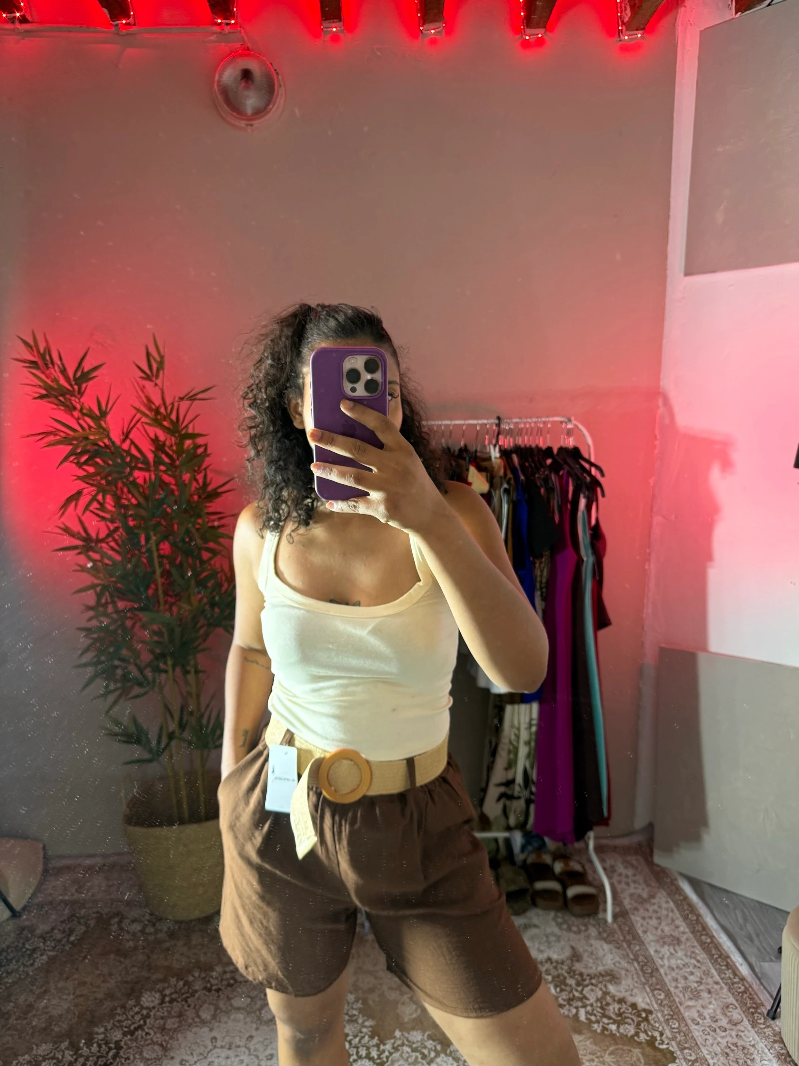Short taille haute en marron 